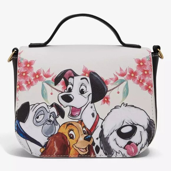 Loungefly Disney Dogs Crossbody Floral Purse Handbag Shoulder Bag New - Picture 1 of 4